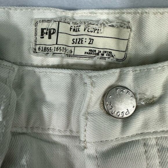 Free People Womens Jeans Size 27 White Distressed Raw Hem Ankle - Picture 12 of 12
